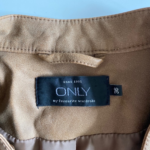 Brown Vegan Leather Moto Fall Jacket - Picture 11 of 14